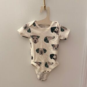 Adorable Cream Dog Print Bodysuit